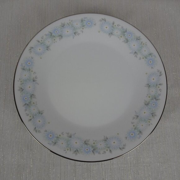 Noritake Blue Charm Flowers 4-Set Dinner Plates Platinum Trim - Picture 2 of 12